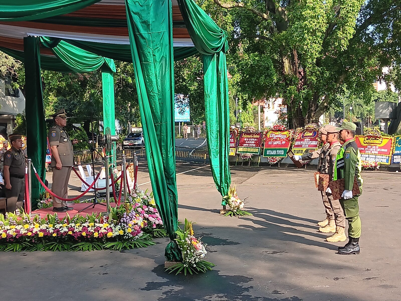 Berita Kegiatan Upacara Gelar Pasukan Praja Wibawa HUT Ke-73 SATPOL PP dan Ke-61 SATLINMAS Tingkat Kota Depok