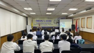 Dokumentasi Kepala BNN Kota Depok memaparkan materi tentang Sosialisasi P4GN di Akademi Pariwisata Nusantara Jaya